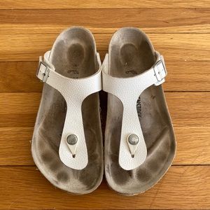 Birkenstock Gizeh White Leather Birko-Flor Size 37